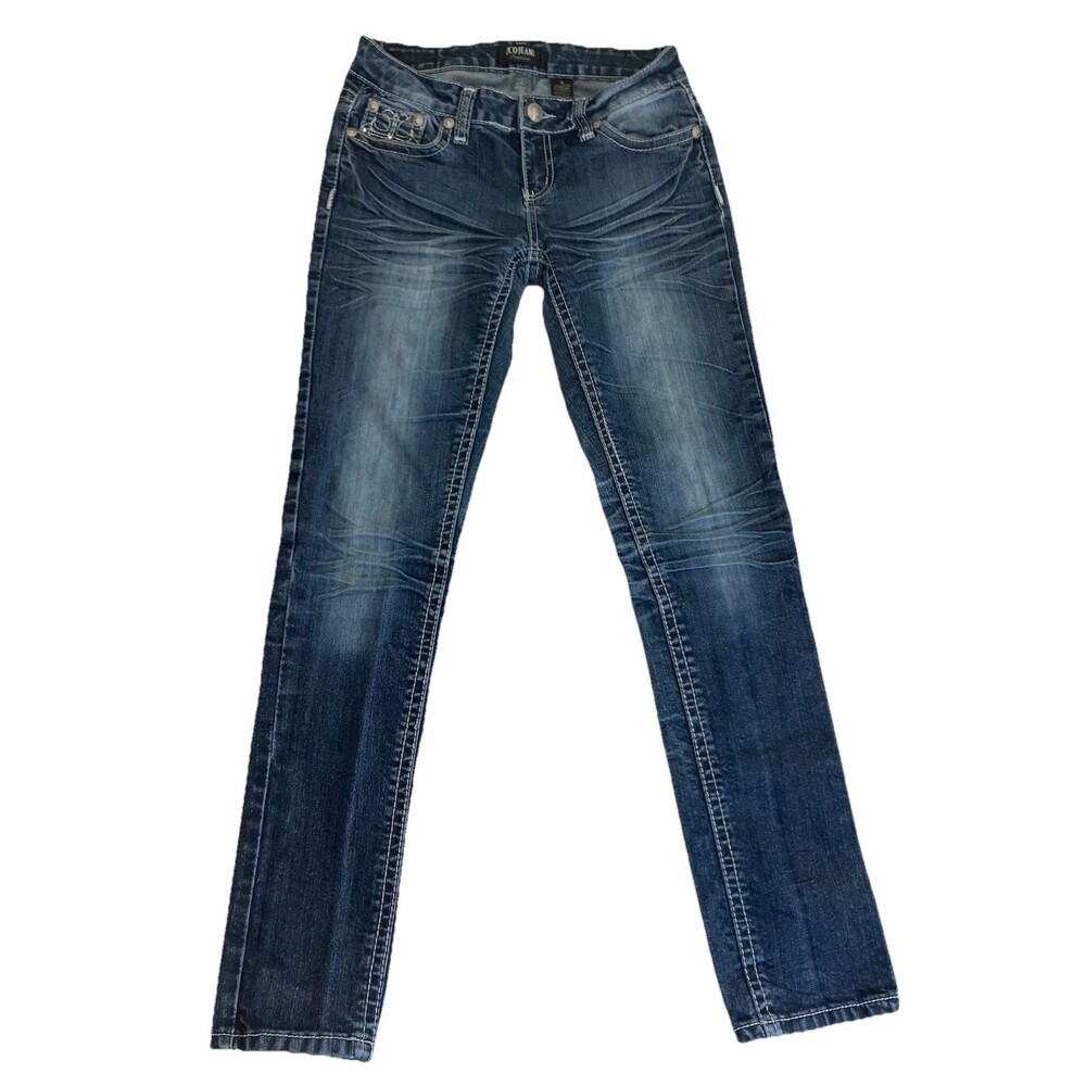 ZCO Premium Straight Women's Size 7  Jeans Denim Bling Thick Stitch
